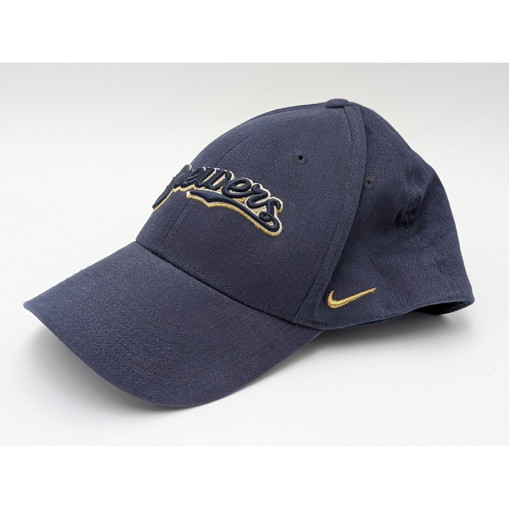 Nike Hat Men OS Navy Milwaukee Brewers MLB Baseball Cap Team Swoosh Embroidered